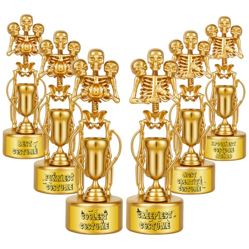 AORZIT 6 Pack Halloween Trophy Best Costume Trophy Skeleton Trophies Halloween Trophy Awards for Kids Adults Halloween Party Prizes Contest Prizes Funny Trophy for Halloween Party Supplies