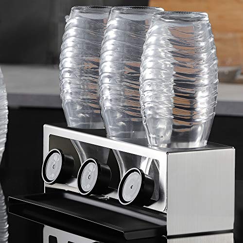 YIGII Flaschenhalter für SodaStream - Premium Abtropfhalter aus Edelstahl Abtropfständer mit Abtropfwanne für 3 SodaStream Crystal | Emil Flaschen 2