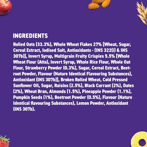 Image of Bagrry's Fruit & Fibre Muesli- Mixed Fruit 1kg Jar | 75% Fruits, Nuts, Seeds & Grains | Power of 12 Ingredients | With Strawberries, Apples, Pineapples, Oats & Seeds | High Fibre, Source of Protein, No Trans-Fat | Healthy Multigrain Breakfast Cereal | No Corn Flakes Muesli | No Presevatives