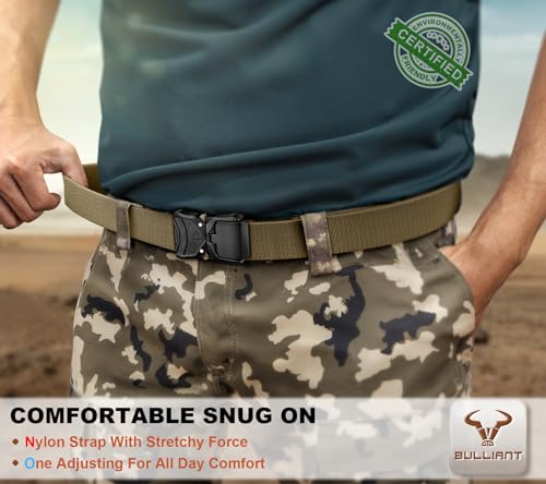 Image of BULLIANT Men Stretch Tactical Web Belt MultiPack 1.5 inch-Adjustable Fit | Smooth Sliding for Micro Fit - Tailored for Exact Size-Holeless for Golf Jeans or Casual