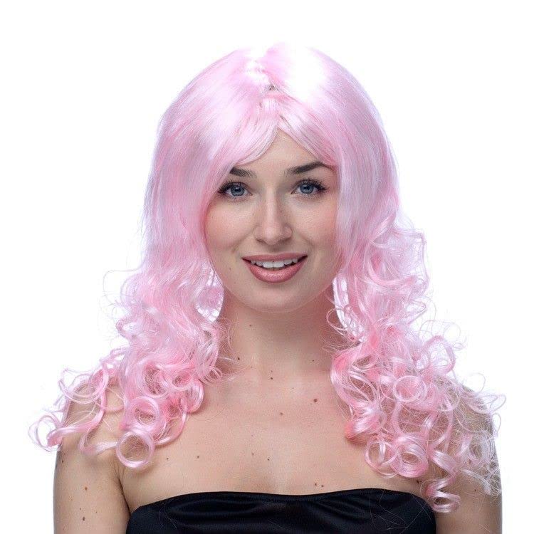 Krisah 130 grams 24 inch Wavy Long Hair Wig Accessories Artificial Hair for Cosplay/Photo Shop Party Props/Fun Hair for Dressing (Baby Pink)