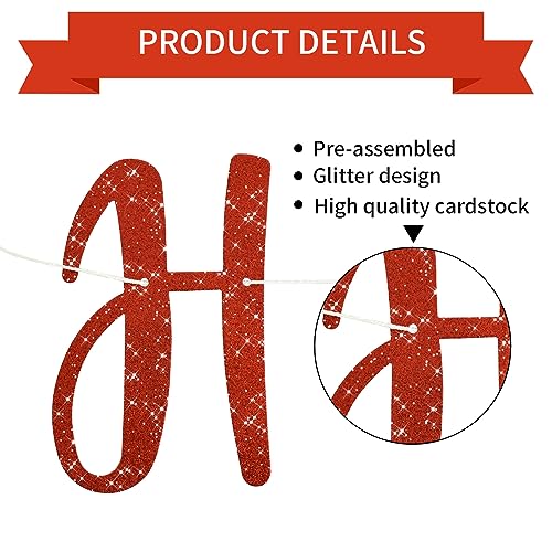 Image of BEISHIDA Pre-Strung Glitter Red Happy Retirement Banner Party Decoration | NO DIY,Happy Retirement Sign,Retirement banner for Women & Man,Retirement Party Supplies