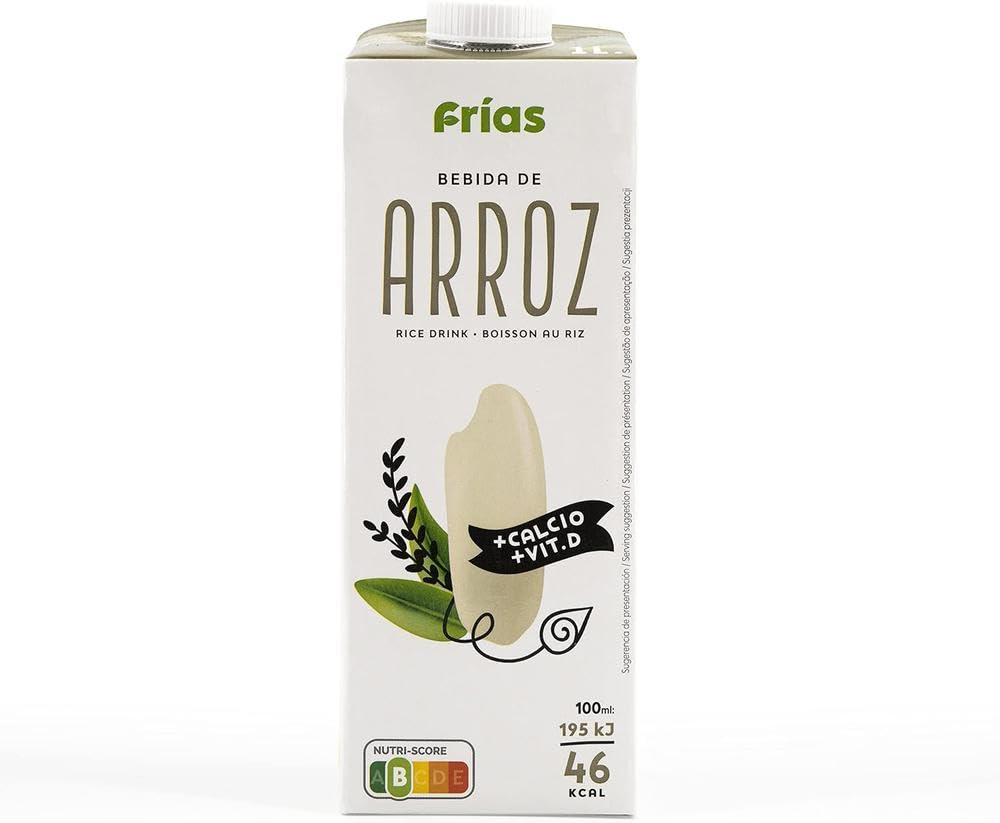 Frías - Boisson Végétale au Riz - Riche en Calcium et Vitamine D - Pack de 6 x 1 L - 100% Végane - Sans Gluten, Sans Lactose, Sans Sucres Ajoutés et Sans Graisses Saturées - Fabriquée en Espagne