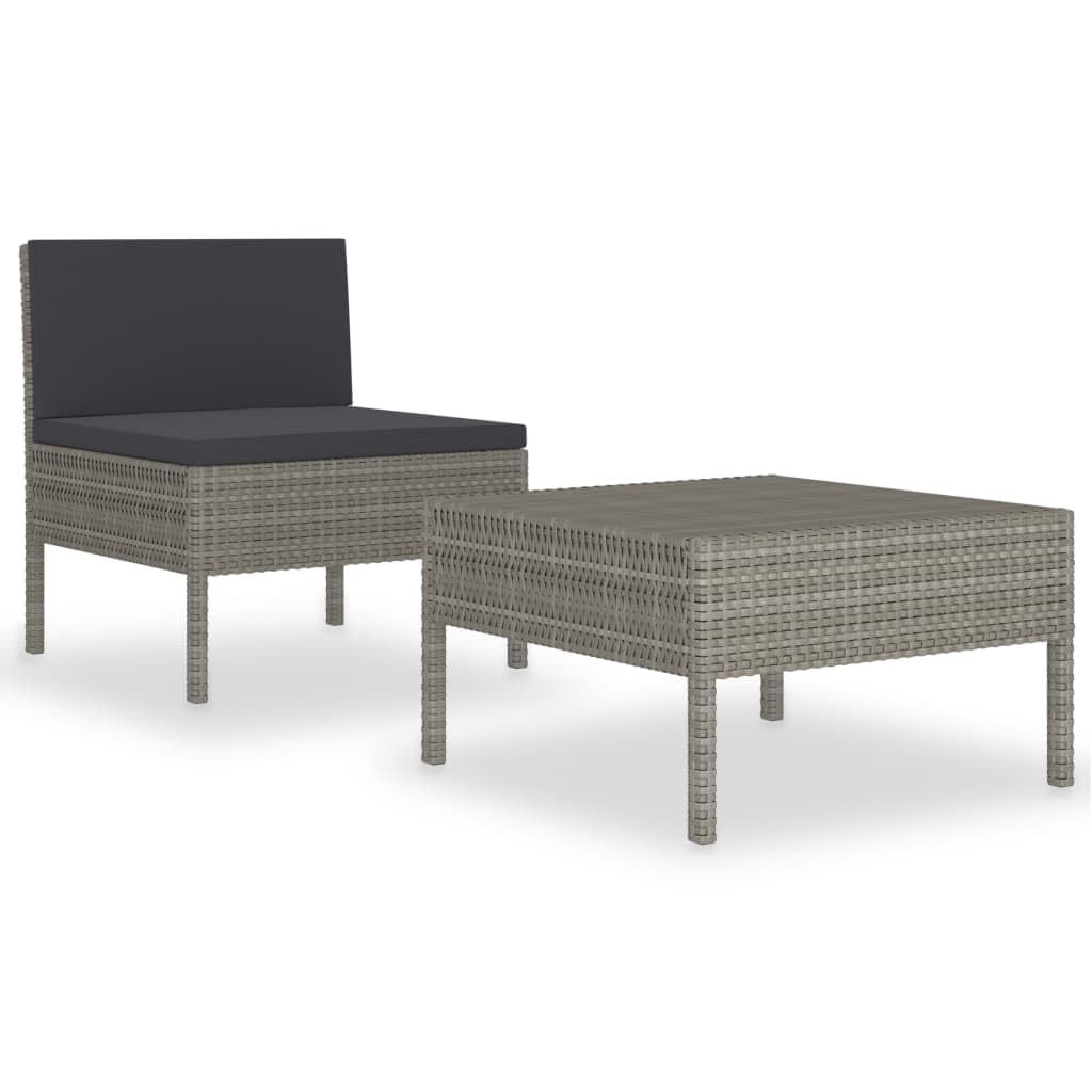 Set sala da giardino con cuscini, in polyrattan, grigio, per giardino, terrazza, balcone, numero di articoli 210200