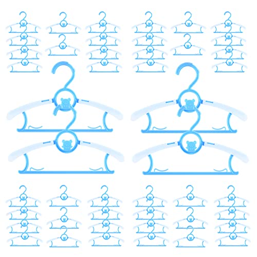 Image of 40 Pack Baby Hangers for Closet - Plastic, Kids, Space Saving, Non Slip, Extendable, Heavy Duty, Blue
