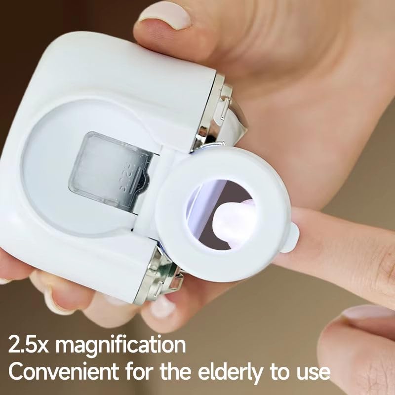 Image of 2-in-1 Electric Nail Clipper & Baby Nail Trimmer- USB Rechargeable with Magnifier, Dual-Blade Narrow Gap Design, 3-Speed Gears, LED Light & Storage Box | White
