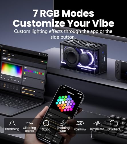 Image of Edifier QD25 Bluetooth Speaker | Portable Desktop Audio, 25W (RMS) Dynamic Sound, Hi-Res Audio, Splendid Light Effects, 15H Playtime, Bluetooth 6.0, Wireless Stereo Pairing, Black