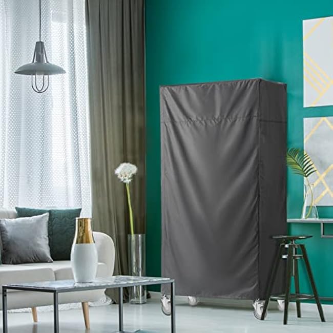 Storage Shelf & Clothes Rack Cover, Dustproof Waterproof Protector with Front Nylon Buckles for Easy Access, Fits Wire Shelving 36 W x 14 D x 72 H (Black, Cover Only)