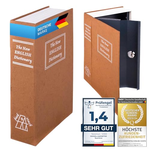 Buchtresor XXL Buchsafe Tresor Büchersafe Geldkassette als Buchattrappe Bücherregal-tresor für Zuhause und auf Reisen Wertsachen-Versteck Geheimversteck-Safe in Buch Optik mit 2 Schlüssel