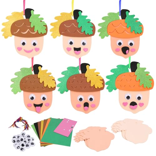 Fennoral 12 Pack Fall Crafts for Kids Make You Hazelnut Foam Stickers DIY Autumn Art and Craft for Boys Girls Party Supply Art Activities Birthday Gifts Fall Thanksgiving Decoration