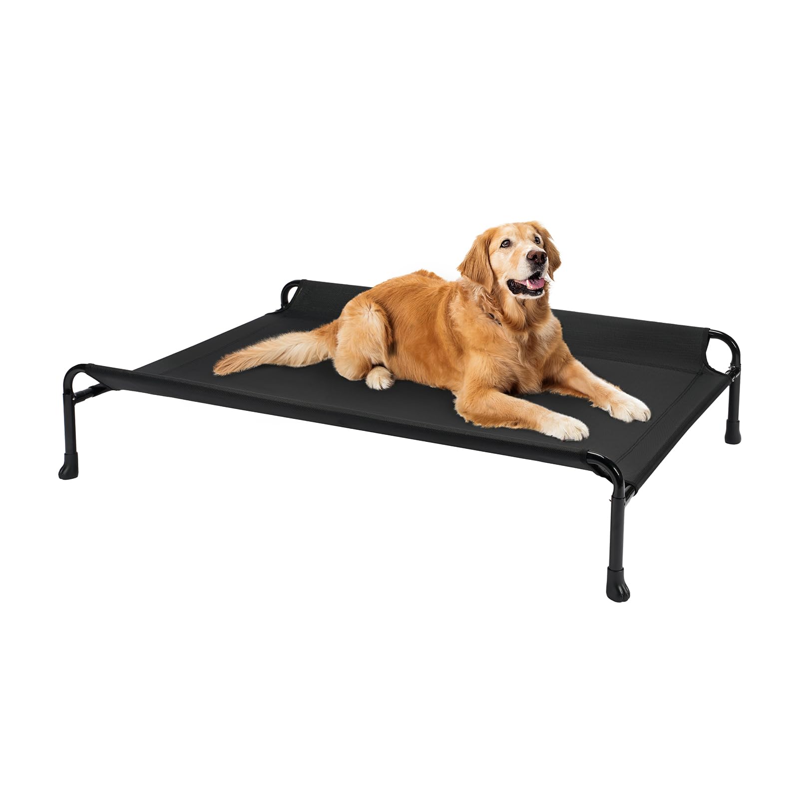 Veehoo Cooling Elevated Dog Bed, Raised Dog Beds for Large Dogs, Outdoor Dog Bed with Guardrail, Upgraded Non-Slip Feet, Breathable Teslin Mesh, Portable Camping Dog Cot, X-Large, Black, CWC2404
