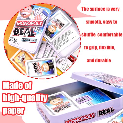 MIFKLMV Schnelles Kartenspiel, Monnopoly Reisespiel, Casual Tabletop Spiel, Unterhaltsame Spiel für Familien und Kinder ab 7 Jahren, Metallbox - A (Blau) – Bild 4