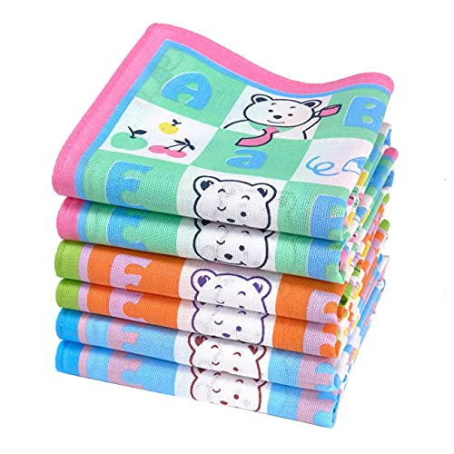 Merrysquare - 6 Niño Pañuelos - 100% Algodón - 30 Centimetros (Piccolo)