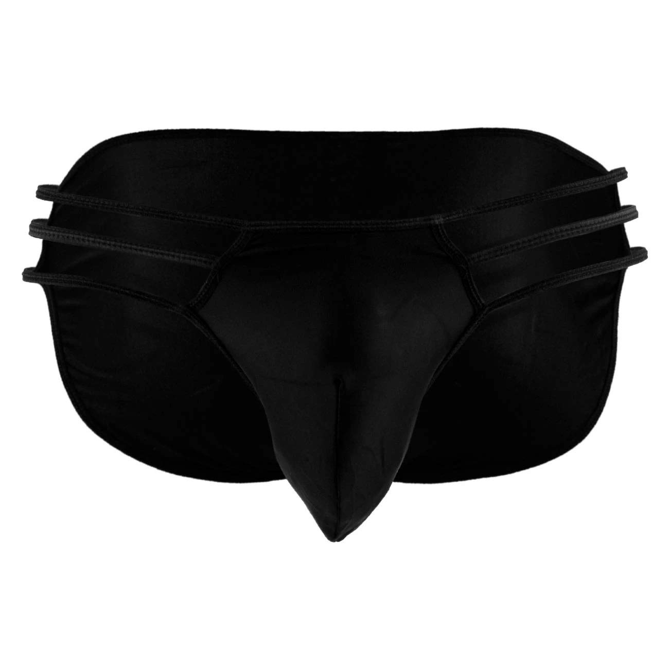 Mens Black Microfiber Mid Waist Free Size Bikini Underwear-image-29