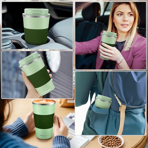 Image of MOMSIV 17oz Travel Mug, Insulated Coffee Cup with Leakproof Lid, Vacuum Stainless Steel Double Walled Reusable Tumbler for Hot and Cold Water Coffee and Tea In Travel and Car