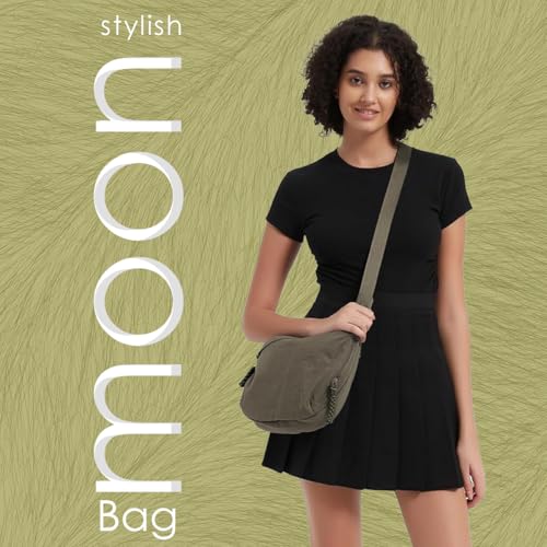Image of Stvin Crossbody Travel Sling Bags for Women and Men, Crescent Shoulder Purse Bag with Zipper & Adjustable Strap, Half - Moon Shaped Waist Bag, Unisex Chest Bag - Nylon Fabric