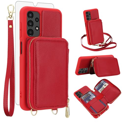 Étui portefeuille Samsung A13 4G porte-carte rouge antichoc Galaxy A04s M13