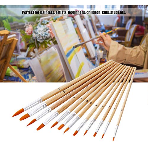 Pincéis de aquarela Entweg, conjunto de 12 pincéis de tinta com pontas planas e redondas de nylon, c