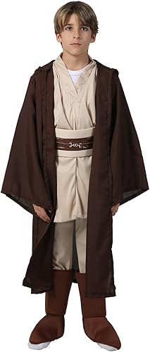 Disfraz clásico de Jedi para niños, disfraz de Halloween para niños y niñas, bata con capucha, versión marrón