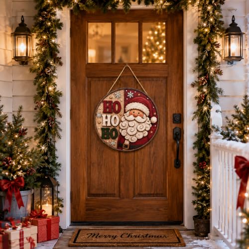 Image of Christmas Decorations - Santa Claus HO HO HO Welcome Sign for Front Door