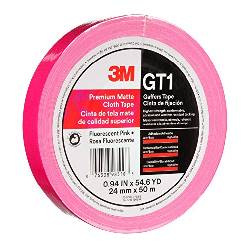 Image of 3M Premium Matte Cloth Gaffers Tape GT1, 1 inch x 164 ft (24 mm x 50 m), 11 mil, Fluorescent Pink