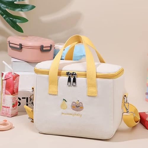 Miniatura 8 de Dreamfocus Bonita bolsa de almuerzo aislada para niñas, gran capacidad, asa y correa, lonchera Kawaii para niños, adolescentes, mujeres, trabajo