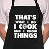 Rosoz funny bbq black chef aprons for men i cook and i know things adjustable kitchen cooking aprons with pocket waterproof oil proof fathers daybirthday  urban country home decor