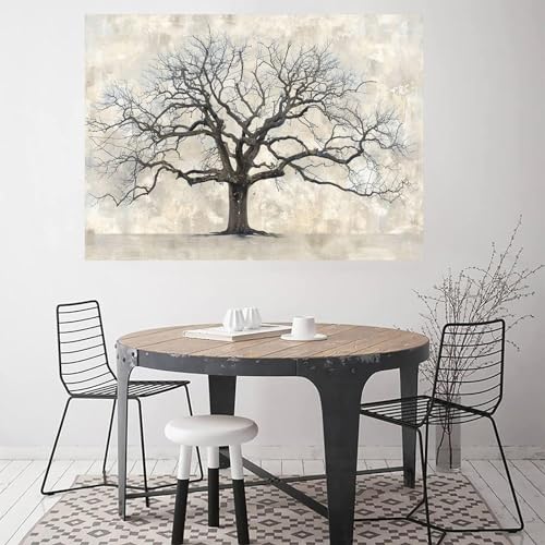 Tableau decoration murale salon moderne peinture arbre - 3