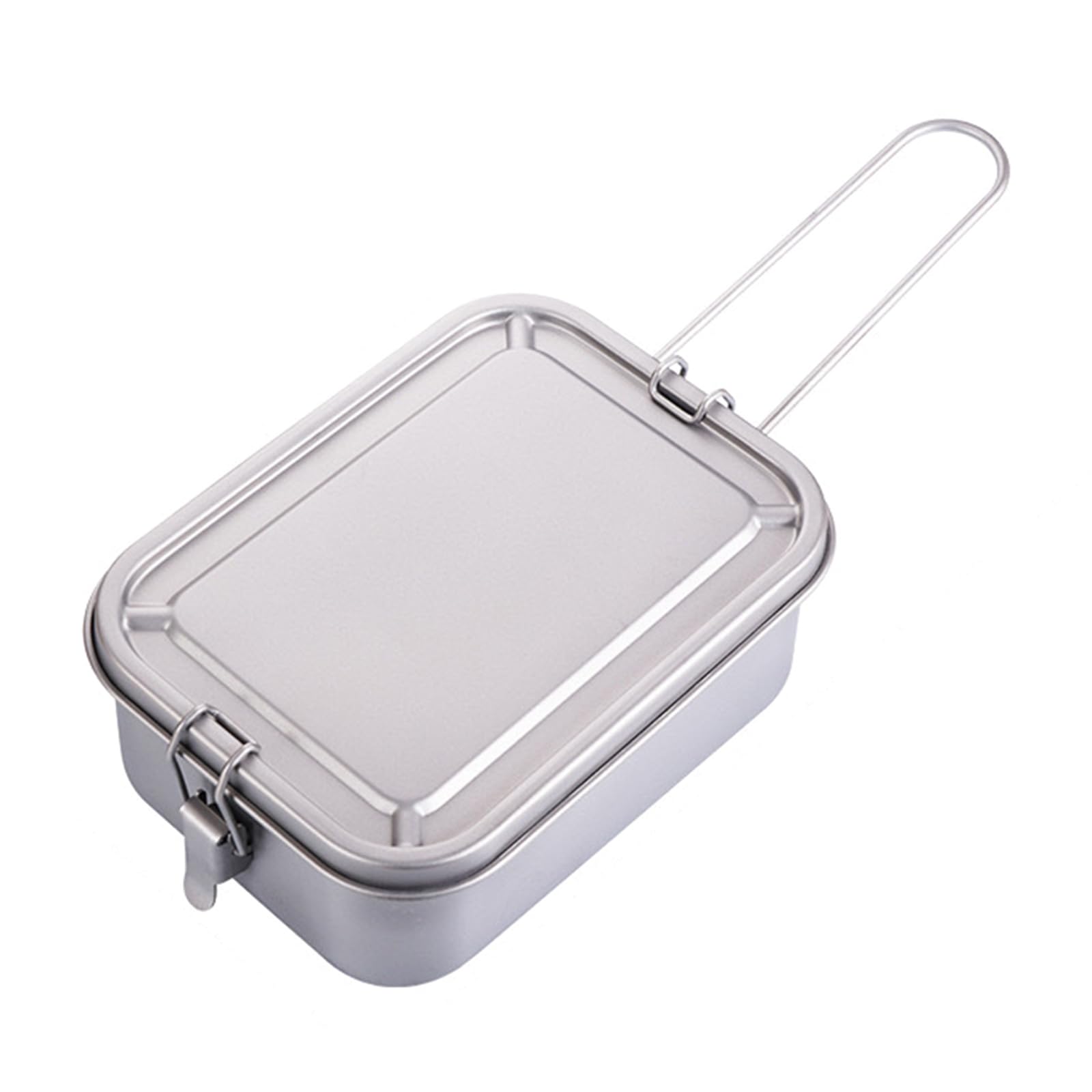 YROHGKPN 800ml / 1200ml Portable Camping Lunch Box Folding Handle Metal Alloy Camping Bentos Container Rectangle Lunch Box Folding Handle Bentos Container Portable