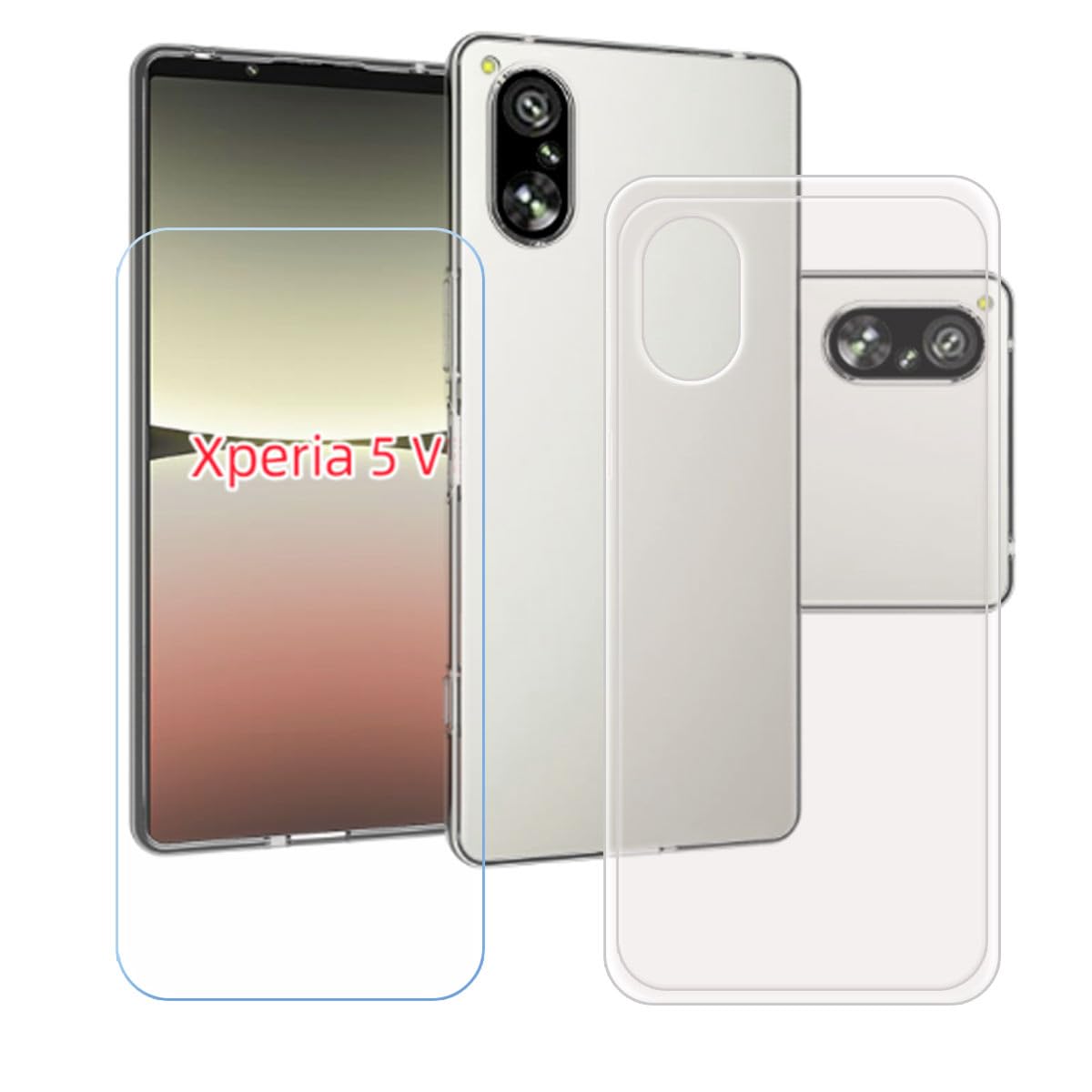 Cover Per Sony Xperia 5 V + 3 Pellicole Vetro Temperato – Custodia Morbida In TPU Trasparente, Antiurto E Antigraffio