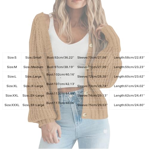 Cardigan Sweaters for Women Chunky Knit Draped V Neck Sweater Coat Long Sleeve Open Front Button Casual Cardigans3