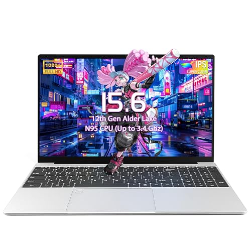 OMSERVB 15.6' Silver Laptop for Home & Study, 32GB DDR4 RAM, 1TB NVMe SSD, N95 Quad-Core Processor up to 3.4GHz, Backlit Keyboard, Fingerprint Lock