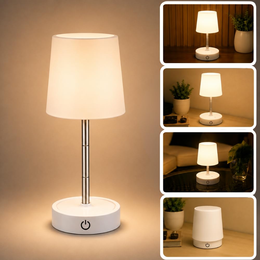 Luminária de Mesa Abajur Premium Led Retrátil Sem Fio Recarregável USB Touch Compacta