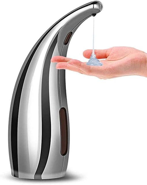 Automatic Soap Dispenser 300ML/10.14oz Touchless Countertop Liquid Soap Dispenser Infrared Sensor Pump for Kitchen Bathroom Hotel Restaurant Silver
