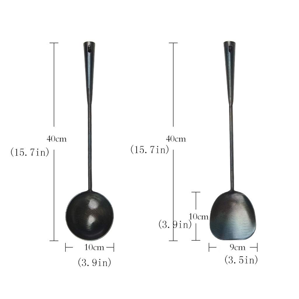 Espátula Juego de Utensilios de Cocina de Cocina, Suministros manuales de Hierro Forjado Espátula Cuchara Larga Cuchara for freír Juego de espátula de Cocina Espátula de Cocina