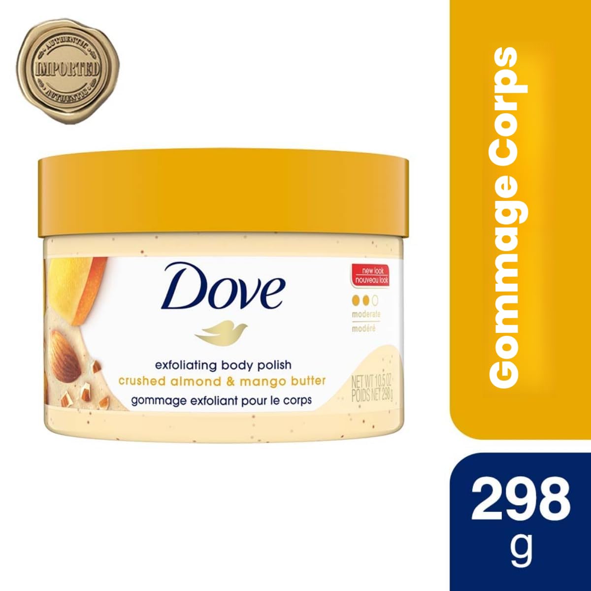Dove Gommage exfoliant pour le corps, amande et beurre de mangue, 310 ml