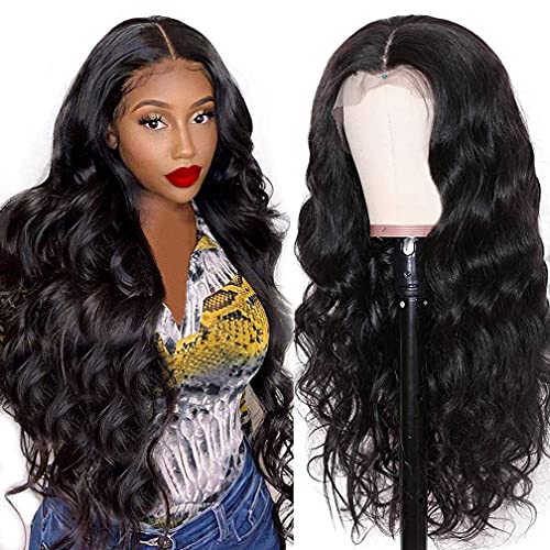 Redoly 13×4 Lace Front Wigs Body Wave Human Hair Pre Plucked Brazilian Lace Front Wig with Baby Hair 150 Density Glueless Body Wave Lace Front Wigs 16 Inch Transparent Lace Body Wave Wig for Women