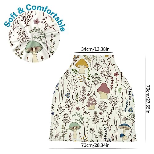 Image of Moudou Mushroom Baby Car Seat Cover, Soft Stretchy Infant Carseat Canopy Cover Newborn Nursing Breastfeeding Cover for Stroller, High Chair, Shopping Cart