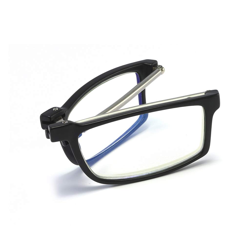 KoKoBin Pieghevole Anti Luce Blu Occhiali da Lettura Per uomo e donna con fionda specchio telescopico gambe con una scatola portatile Per viaggiare (nero, 1.0)