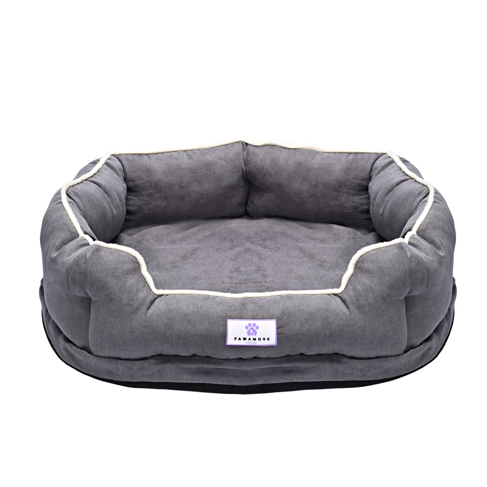 Pawamore Memory Foam Pet Orthopaedic Comfort Calming Nest Sofa Cat Dog Bed (Medium - Large | 70 x 60 x 20cm, Grey)