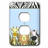 3D Rose lsp_128531_6 - Fundas para enchufes eléctricos de bebé con diseño de animales de la selva en jirafa, león y cebra