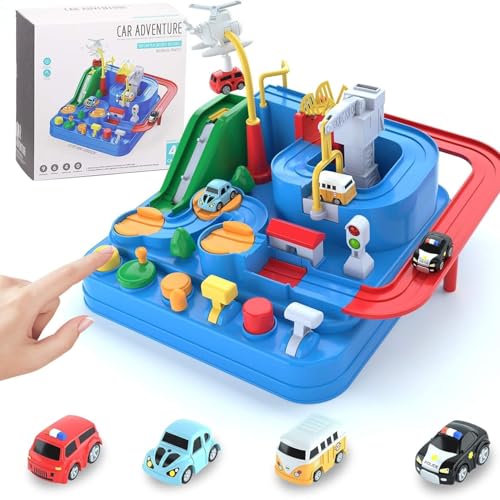 Image of Multi-Level Car Track Adventure Toy Set for Kids with 4 Cars | Interactive Push & Go Activity Board | Educational Toy for Boys & Girls