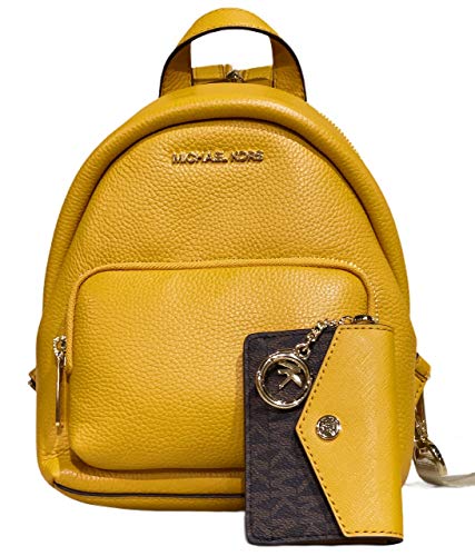Michael Kors Small Erin Convertible Backpack Marigold Bundled With KALA Brown Card Holder Wallet