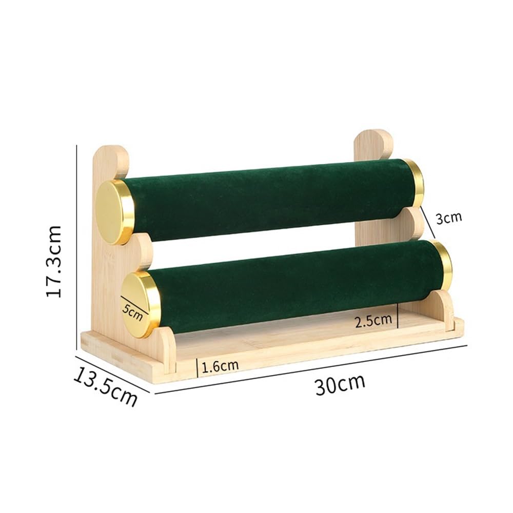 Espositore gioielli Espositore for gioielli in legno a doppio strato rimovibile Per conservare ed esporre i gioielli(Green)