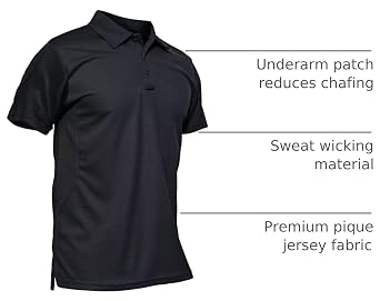 MAGCOMSEN Men's Polo Shirt Quick Dry Performance Short Sleeve Tactical Shirts Pique Jersey Golf Shirt