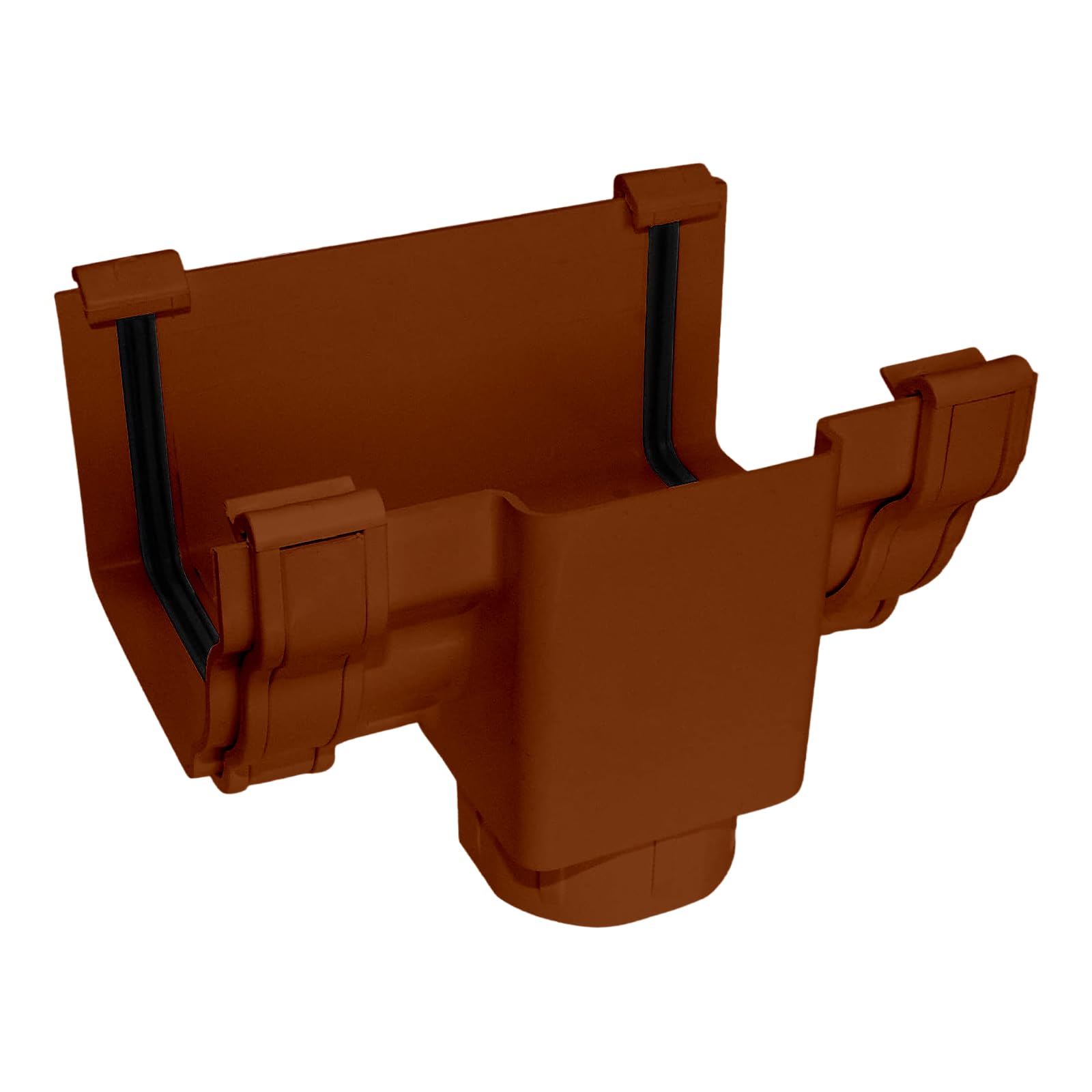 Chocolate Brown Running Offset Outlet (with Clips) for Marley Classic Ogee Gutter of Ultraframe Classic Conservatory Roof Guttering