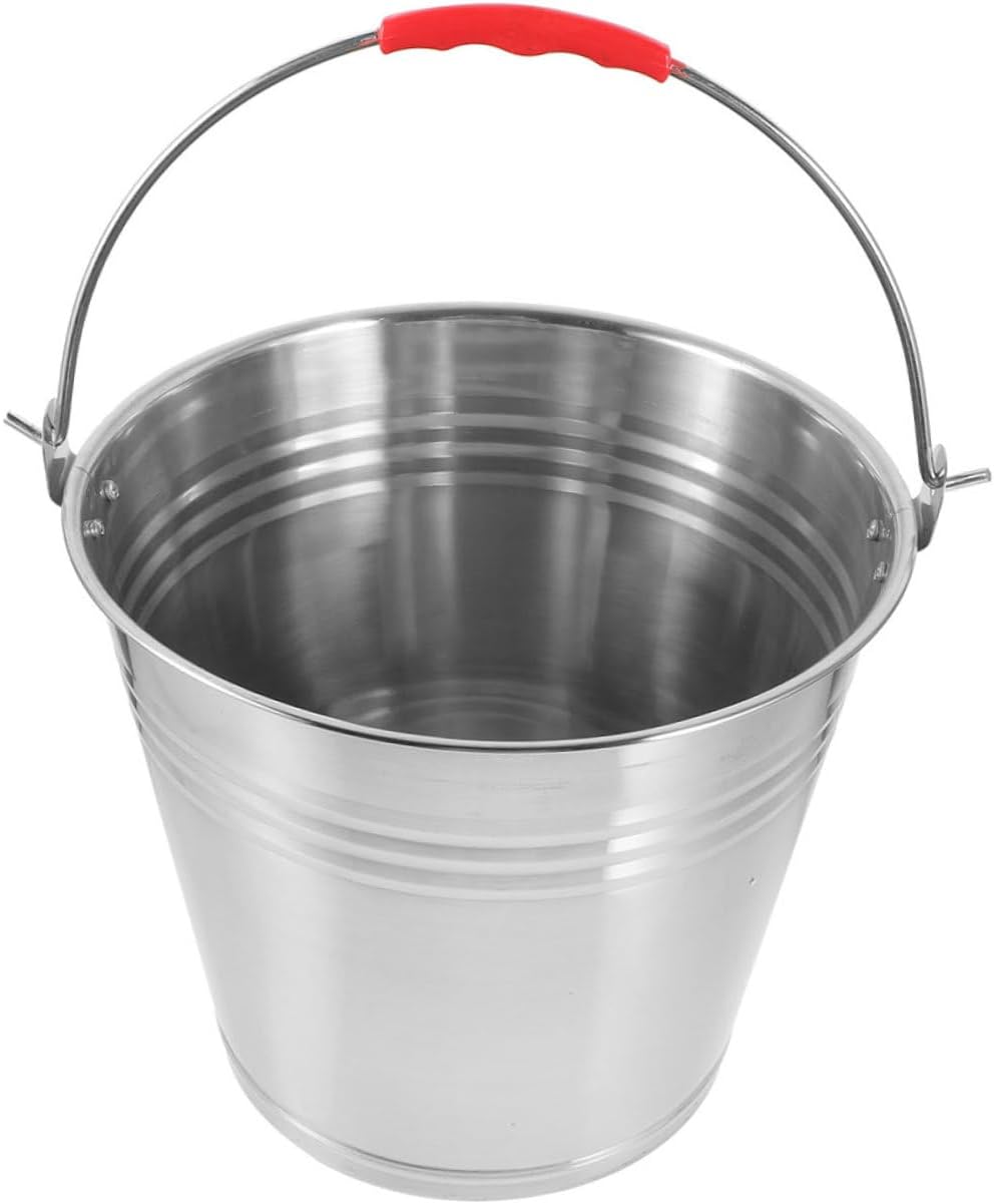 Stainless Steel Feed Bucket Handle Portable Water and Horse Feed Container for Farm and Home Use and Versatile Feeding