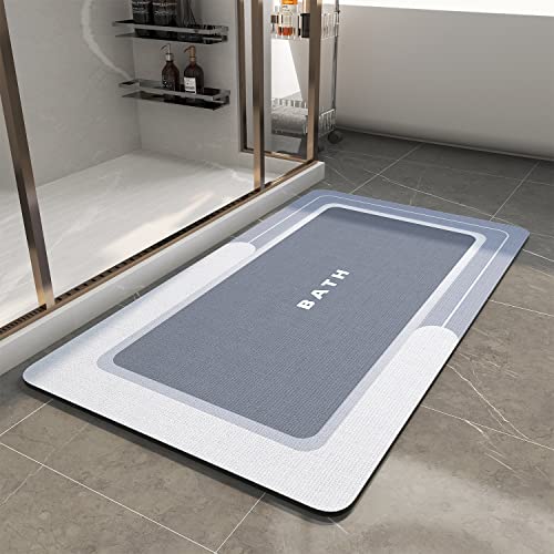 Image of MontVoo-Bath Mat-Bath Mat Rug Non Slip Super Absorbent Stain Resistant Quick Dry Thin Bathroom Rug-Bath Mats for Bathroom Floor Bathtub Vanity-Bathmat Bath Rug Easy Care 17 inchx35 inch Blue