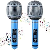 LIYDE 2 PCS Inflatable Microphones Large Size Blow up Microphone Toy Inflatable Microphone for 80s 90s Party Decorations - 80s 90s Decorations Supplies Plastic Prop 27.5 Inches (Blue)