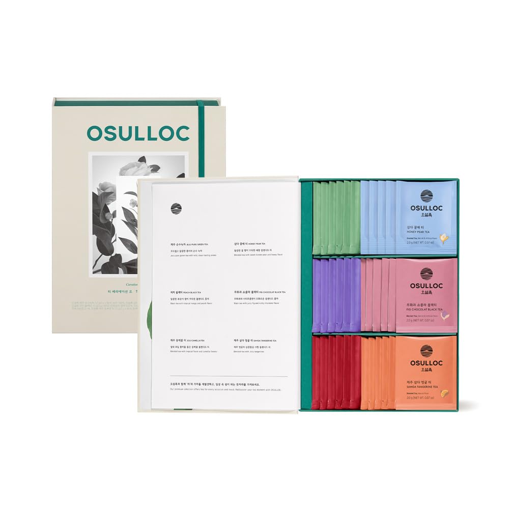 OSULLOC TEA VARIATION "O" (36 Count, 6 Types x 6 ea), Elegant & Sophisticated designed Gift Set, 6 Premium Organic Pure & Blended Tea from Jeju Island